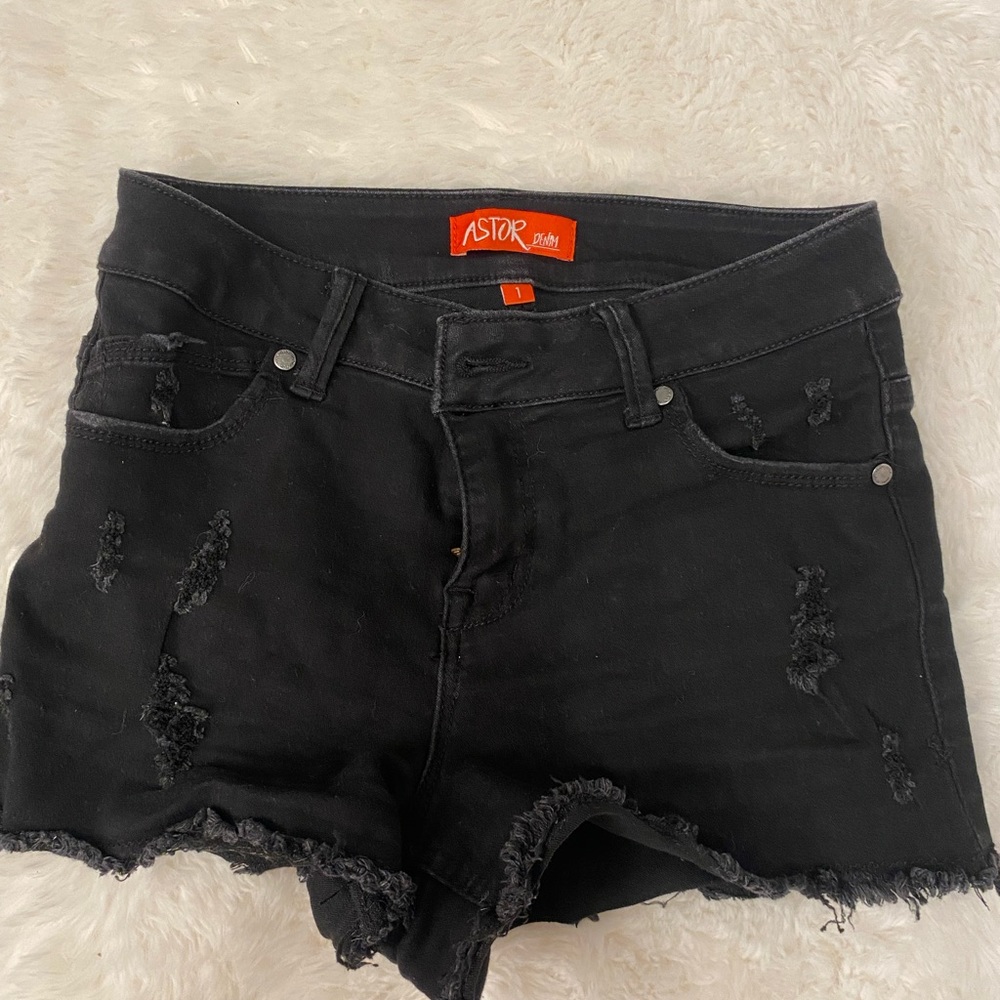 black stretch jean shorts